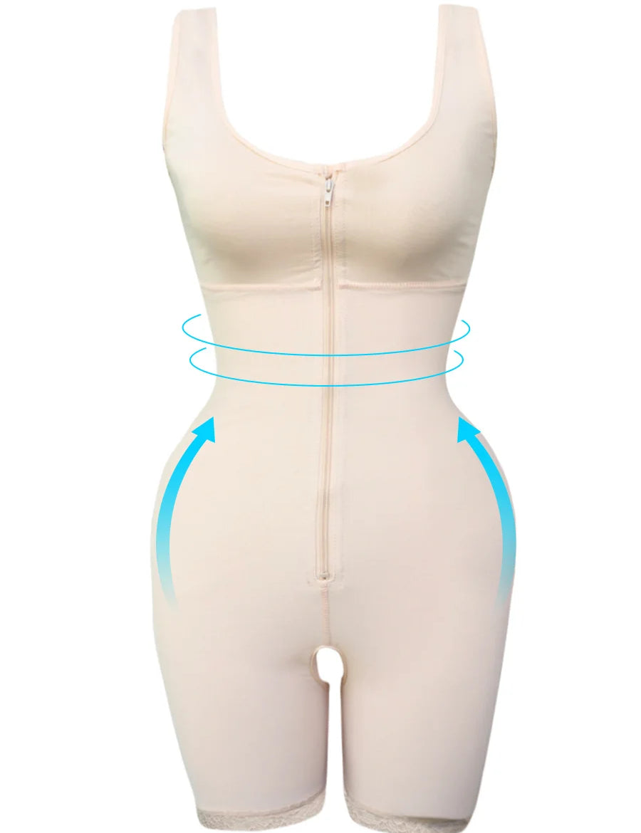 Corsé adelgazante de encaje con cremallera para mujer, ropa interior moldeadora de cintura, corsé de Control, levantador de glúteos, Correa moldeadora de cuerpo, Body de talla grande S-6xl