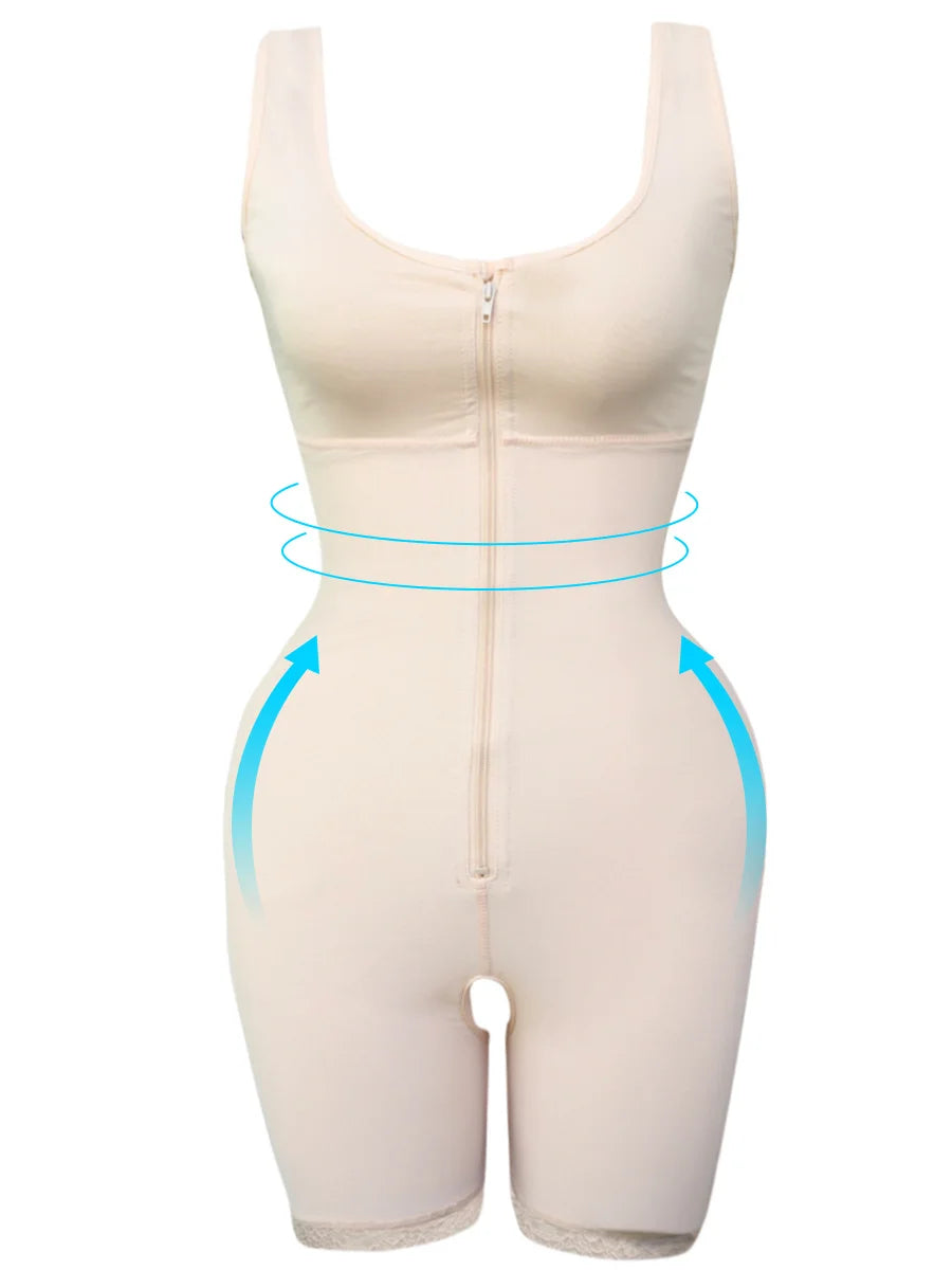 Corsé adelgazante de encaje con cremallera para mujer, ropa interior moldeadora de cintura, corsé de Control, levantador de glúteos, Correa moldeadora de cuerpo, Body de talla grande S-6xl