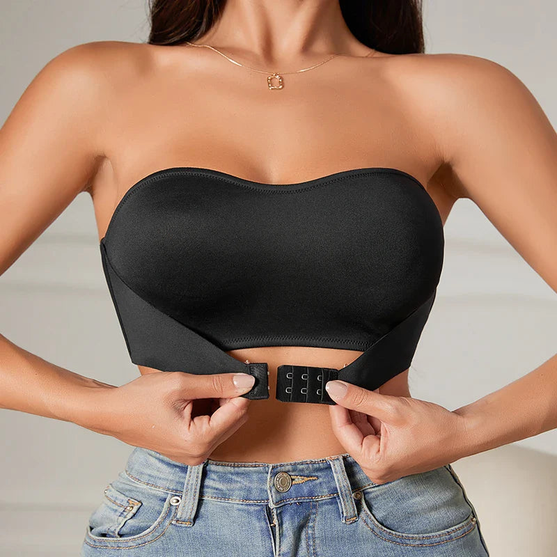 paquet offre spéciale nouveau Design efficace antidérapant côté une pièce Bralette rembourré glace soie sans couture soutien-gorge sans bretelles pour les femmes