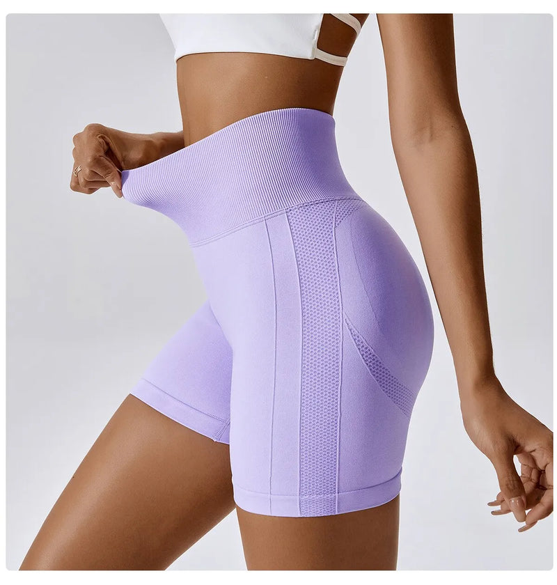 Shorts de sport sans couture pour femmes, vêtements de yoga, leggings de cyclisme, jogging, fitness, taille haute, push up, gym