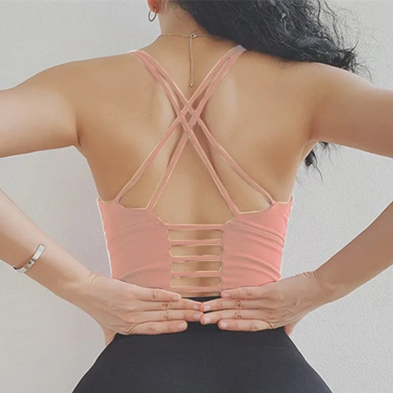 Cloud Rise-Sujetador deportivo SEXY con espalda para niñas, Top corto de entrenamiento para Yoga, ropa interior para ejercicio en casa, chaleco de Fitness, camisa de gimnasio de talla grande