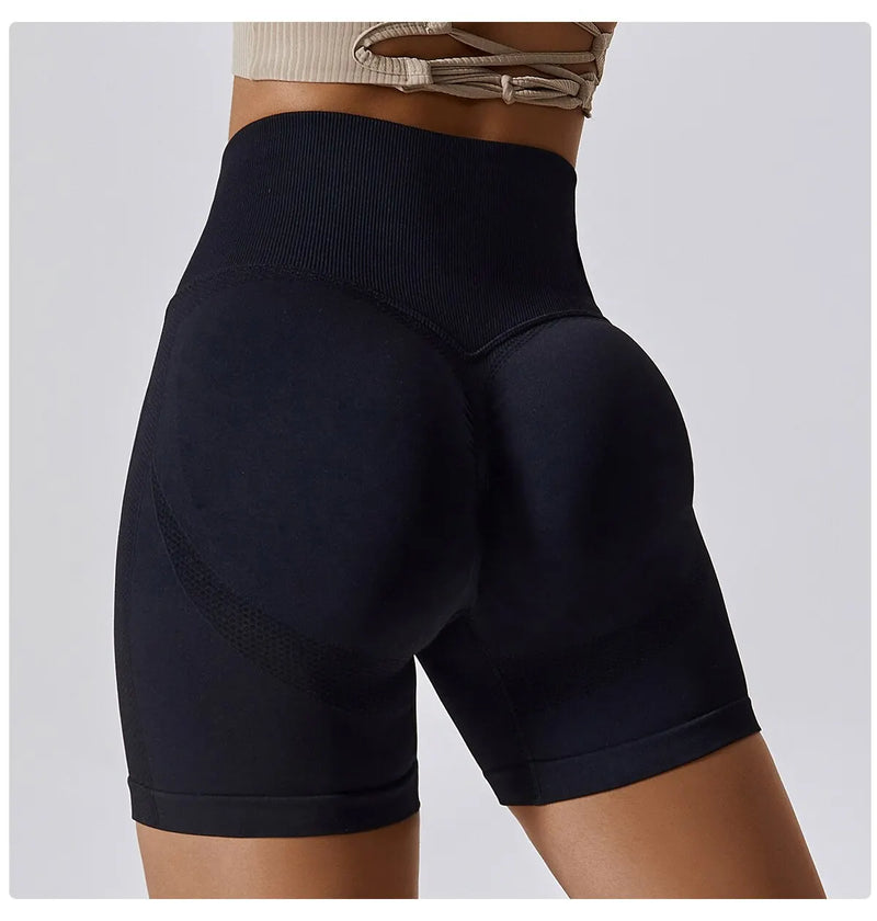 Shorts de sport sans couture pour femmes, vêtements de yoga, leggings de cyclisme, jogging, fitness, taille haute, push up, gym