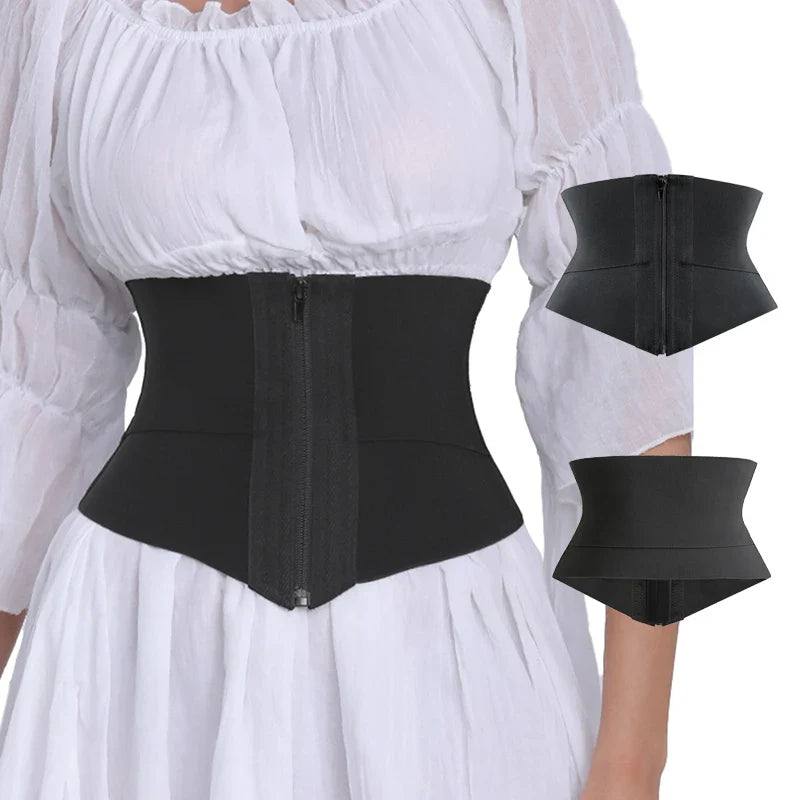 Entrenador de cintura de látex con cremallera, moldeador de cuerpo, ropa moldeadora adelgazante de barriga, corsé de entrenamiento de cintura envolvente para mujer, cintura más delgada
