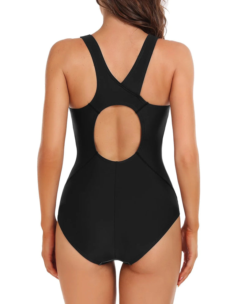 Anfilia une pièce femmes maillots de sport dos nu Triangle conservateur imprimé maillot de bain Patchwork vêtements de plage maillot de bain